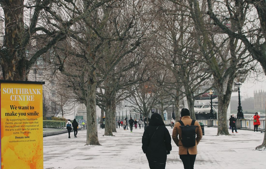 Southbank Centre in the snow, London on a budget in winter