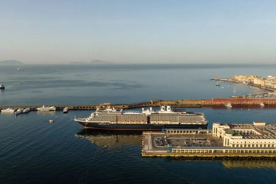 Cruise ship moored at a port terminal